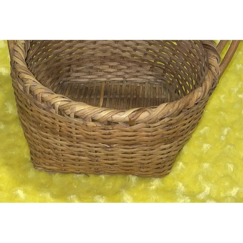 Large Amish Wicker Basket Handle Vintage 1900s Fall Home Decor Farmhouse Easter